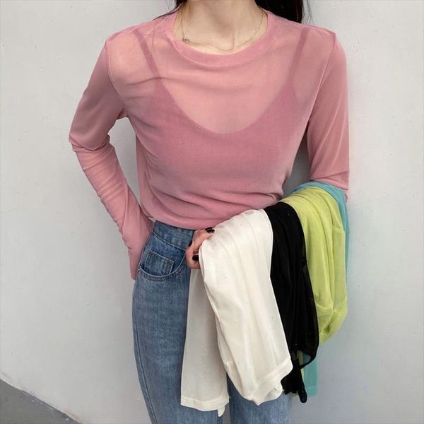thin long sleeved bottoming sunscreen t shirt women 2021 elegant korean style mesh base shirt female ice silk tshirt, White
thin long sleeved bottoming sunscreen t shirt women 2021 elegant korean style mesh base shirt female ice silk tshirt, White