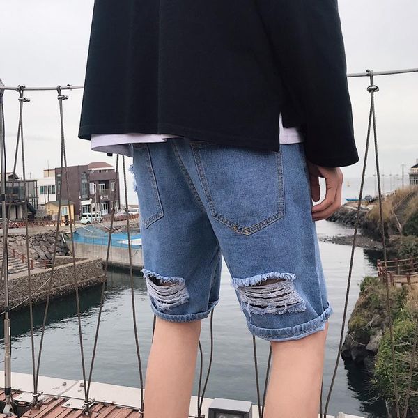 men's jeans 2021 spring and summer chinese style quality comfortable cotton tide male harajuku street loose hole sports casual, Blue 
men's jeans 2021 spring and summer chinese style quality comfortable cotton tide male harajuku street loose hole sports casual, Blue