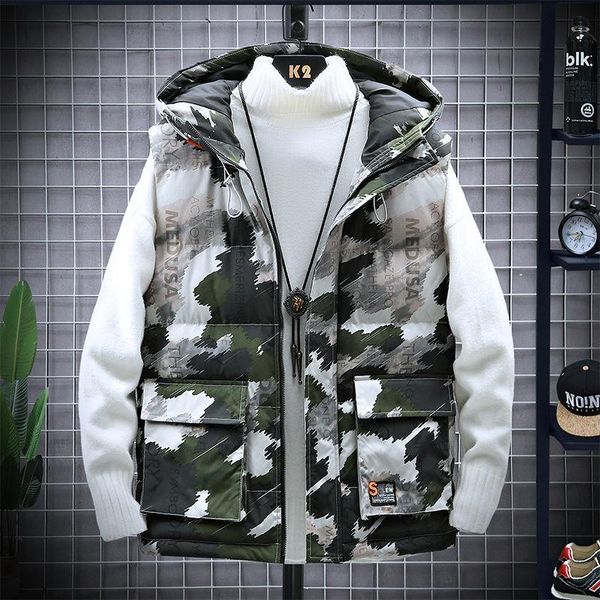 men's vests camouflage cotton vest korean version of the trend winter hooded thick sleeveless jacket casual waistcoat mens clothing, Black;white
men's vests camouflage cotton vest korean version of the trend winter hooded thick sleeveless jacket casual waistcoat mens clothing, Black;white