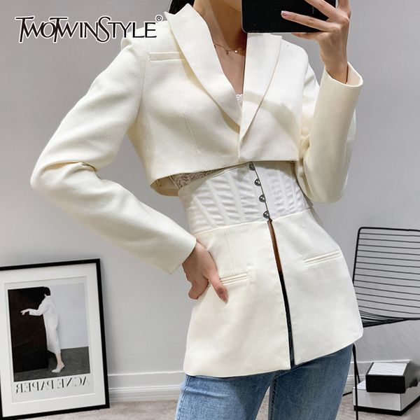 twotwinstyle patchwork white women's coats lapel collar long sleeve tunic jackets for female autumn fashion clothing tide 201112, Black;brown
twotwinstyle patchwork white women's coats lapel collar long sleeve tunic jackets for female autumn fashion clothing tide 201112, Black;brown