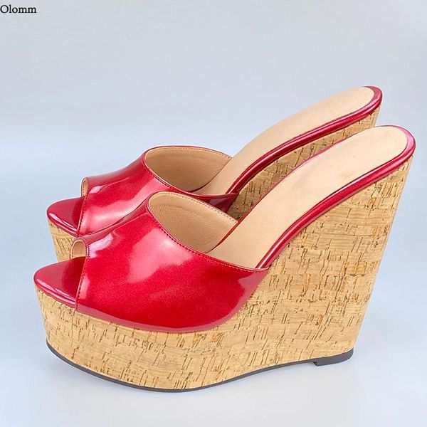 olomm handmade women platform mules shiny sandals wedges high heels open toe gorgeous red night club shoes women us size 5-20, Black
olomm handmade women platform mules shiny sandals wedges high heels open toe gorgeous red night club shoes women us size 5-20, Black
