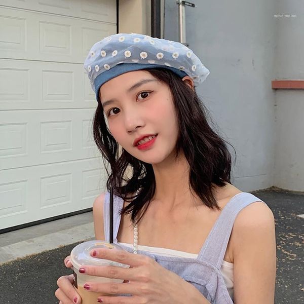 women outdoor sunscreen cotton hat netting summer beret hat cap daisy floral design ins vintage breathable british stytle1, Blue;gray
women outdoor sunscreen cotton hat netting summer beret hat cap daisy floral design ins vintage breathable british stytle1, Blue;gray
