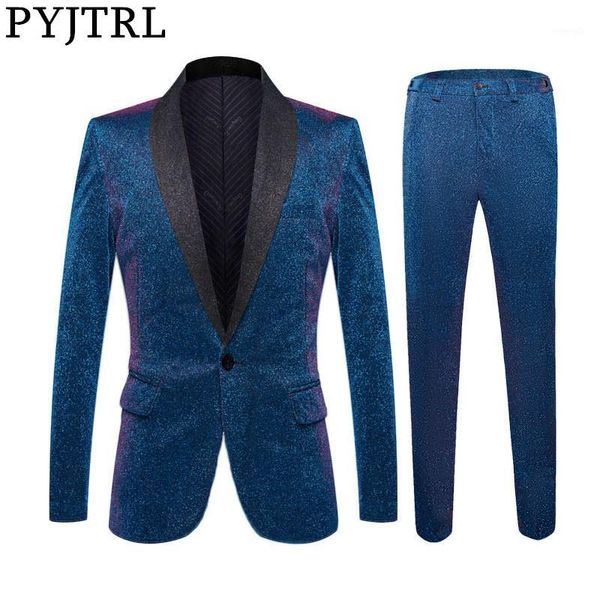 pyjtrl mens shiny blue shawl lapel 2 pieces set suits latest coat pant designs wedding suits tuxedos party prom singers clothing1, White;black
pyjtrl mens shiny blue shawl lapel 2 pieces set suits latest coat pant designs wedding suits tuxedos party prom singers clothing1, White;black