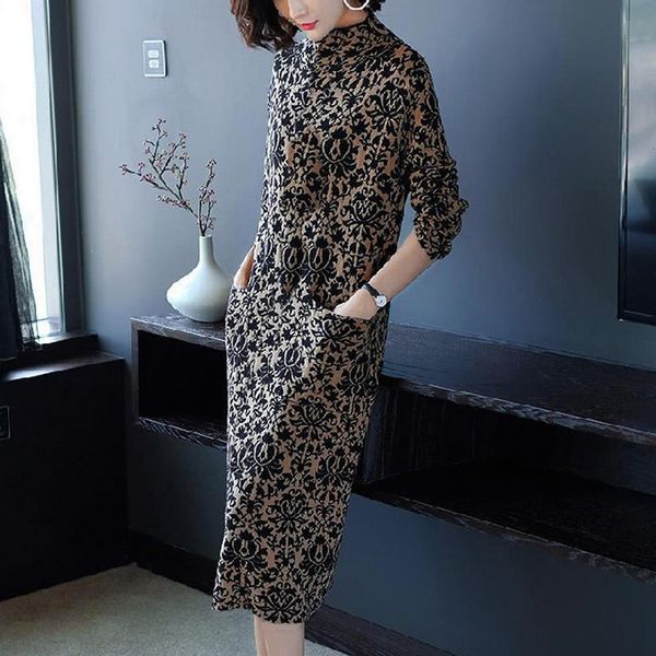 women dress new lady elegant slim elegant pocket long sleeve retro printing mid-calf party dress ropa mujer #bl3, Black;gray
women dress new lady elegant slim elegant pocket long sleeve retro printing mid-calf party dress ropa mujer #bl3, Black;gray