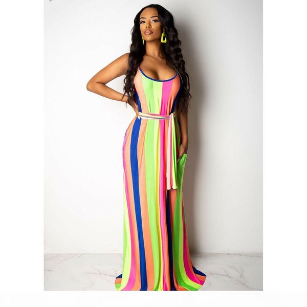 women boho spaghetti strap rainbow striped sashes long maxi dress cocktail party holiday summer beach sea fit and flare sundress, Black;gray
women boho spaghetti strap rainbow striped sashes long maxi dress cocktail party holiday summer beach sea fit and flare sundress, Black;gray