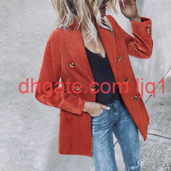 new autumn style pure corduroy double breasted suit women's coat, Black;brown 
new autumn style pure corduroy double breasted suit women's coat, Black;brown