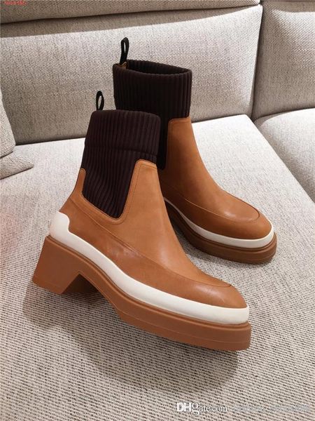 womens classic color matching leather socks and boots, high platform, thick soles and high leisure boots with box, Black
womens classic color matching leather socks and boots, high platform, thick soles and high leisure boots with box, Black