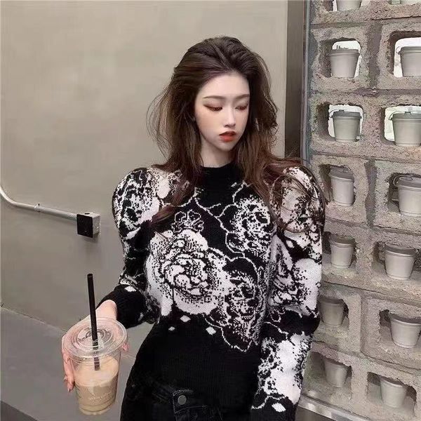 women's sweaters yk11705 fashion 2021 runway luxury european design party style clothing, White;black
women's sweaters yk11705 fashion 2021 runway luxury european design party style clothing, White;black