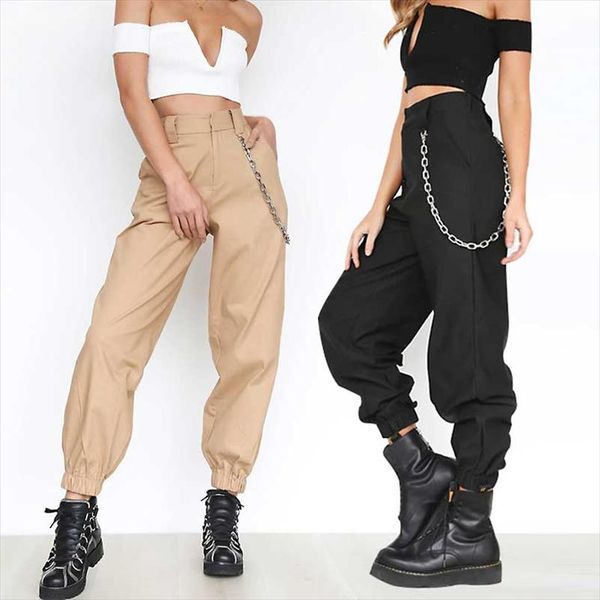 cotton harem pants women loose trousers with chains high waist pockets full length high street good quality khaki black b80992, Black;white
cotton harem pants women loose trousers with chains high waist pockets full length high street good quality khaki black b80992, Black;white