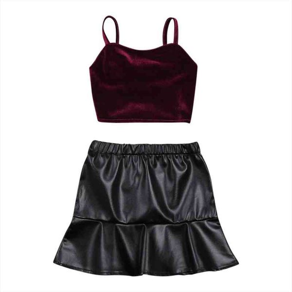 child summer clothing baby girl sling velvet leather skirt suit contrast color clothes round collar high waist outfits, White
child summer clothing baby girl sling velvet leather skirt suit contrast color clothes round collar high waist outfits, White