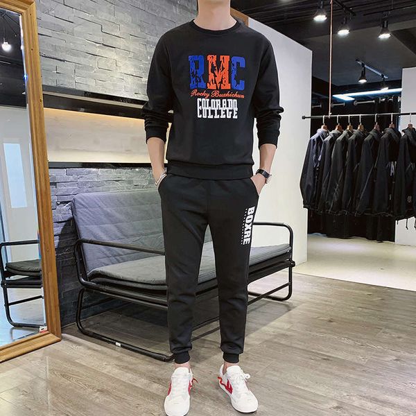 fashion suit autumn round neck long sleeve running sportswear youth men's casual sweater two piece set, Gray
fashion suit autumn round neck long sleeve running sportswear youth men's casual sweater two piece set, Gray