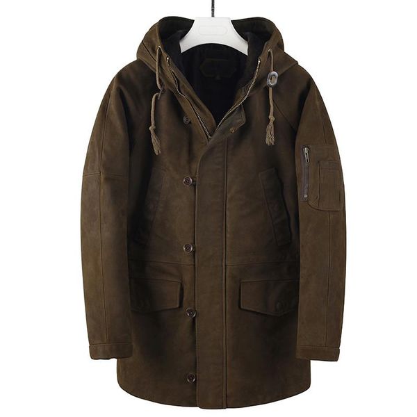 men's leather & faux 2021 vintage brown long hood casual style genuine jacket men real natural cowhide autumn slim fit warm coat, Black
men's leather & faux 2021 vintage brown long hood casual style genuine jacket men real natural cowhide autumn slim fit warm coat, Black