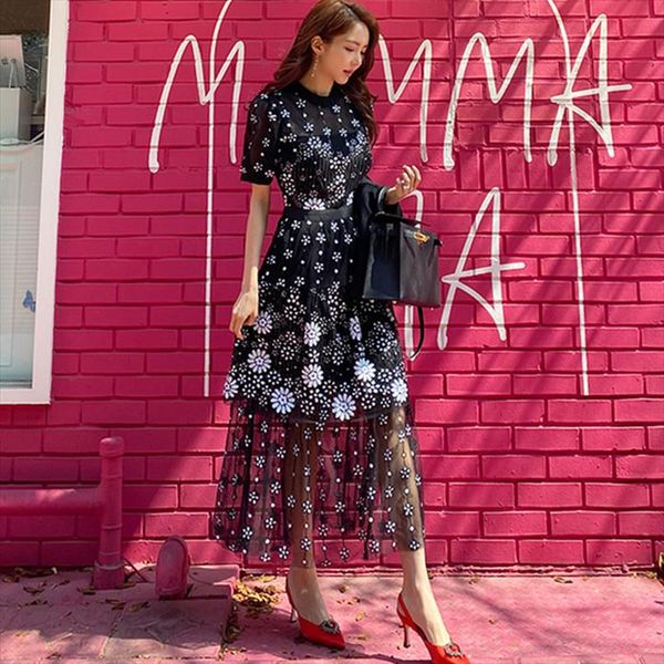 new runway summer self portrait dress women short sleeve embroidery floral mesh vintage ruffles party vestidos, Black;gray
new runway summer self portrait dress women short sleeve embroidery floral mesh vintage ruffles party vestidos, Black;gray