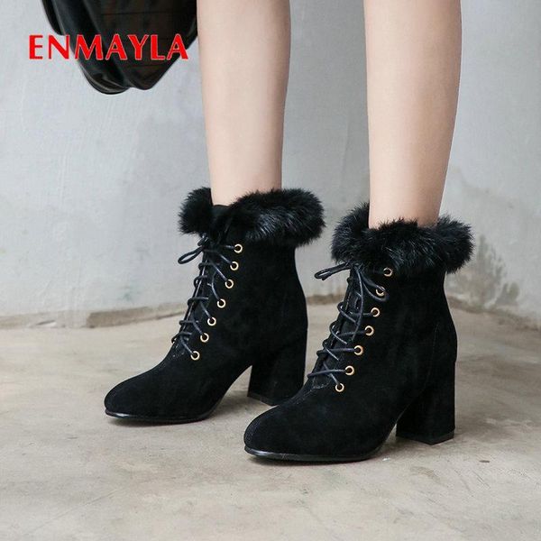 boots enmayla faux suede slim basic lace-up pointed toe hoof heel luxury shoes women designers ankle for size 34-43, Black
boots enmayla faux suede slim basic lace-up pointed toe hoof heel luxury shoes women designers ankle for size 34-43, Black