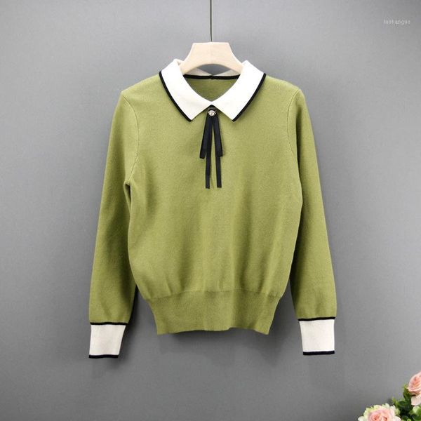 women sweater winter fashion lapel tie sweater knit pullover knitted1, White;black
women sweater winter fashion lapel tie sweater knit pullover knitted1, White;black
