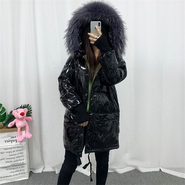 fitaylor winter jacket real natural fur bright side women thicken medium long parka female waterproof duck down coat c1204, Black
fitaylor winter jacket real natural fur bright side women thicken medium long parka female waterproof duck down coat c1204, Black