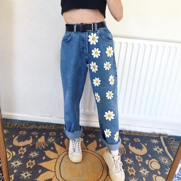 3 color fashion chic woman jeans high waist 2020 straight cute female denim long pants daisies vintage printed pants1, Blue
3 color fashion chic woman jeans high waist 2020 straight cute female denim long pants daisies vintage printed pants1, Blue
