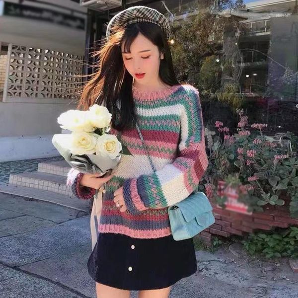 women autumn spring stripes print loose long sleeved round collar casual sweater1, White;black
women autumn spring stripes print loose long sleeved round collar casual sweater1, White;black
