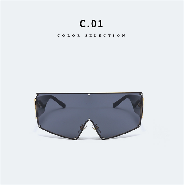 sunglasses style metal one-piece rimless fashion big frame personality trend, White;black
sunglasses style metal one-piece rimless fashion big frame personality trend, White;black