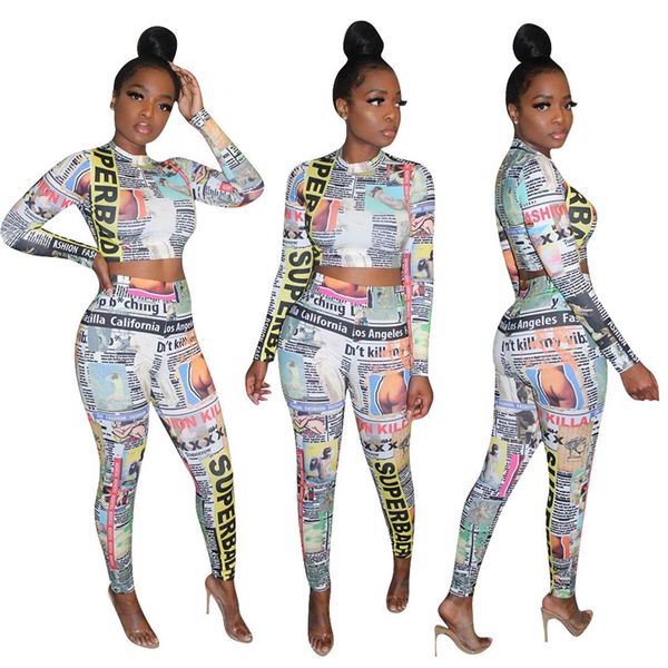 womens newspaper printing long sleeve piece suit fall sets women fashion casual 2 piece set, Gray
womens newspaper printing long sleeve piece suit fall sets women fashion casual 2 piece set, Gray