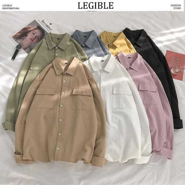 men's casual shirts legible 2021 men japanese solid shirt mens spring autumn streetwear male long sleeve oversize loose clothes1, White;black
men's casual shirts legible 2021 men japanese solid shirt mens spring autumn streetwear male long sleeve oversize loose clothes1, White;black