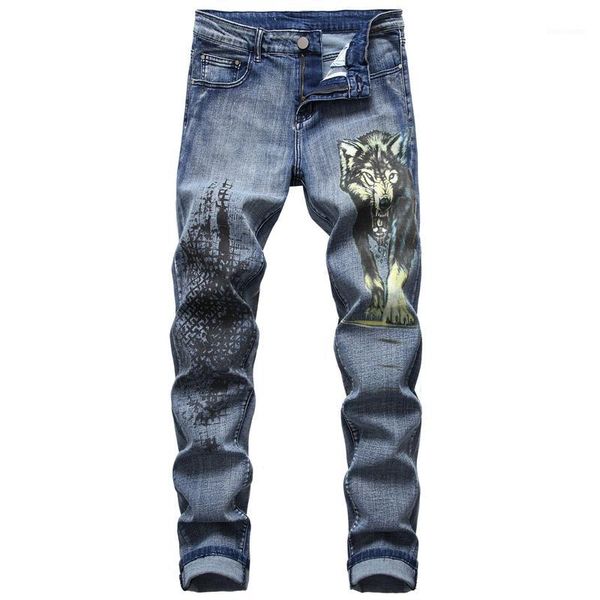2020 spring autumn high street fashion mens jeans color personal designer wolf printed jeans men punk pants skinny hip hop1, Blue
2020 spring autumn high street fashion mens jeans color personal designer wolf printed jeans men punk pants skinny hip hop1, Blue