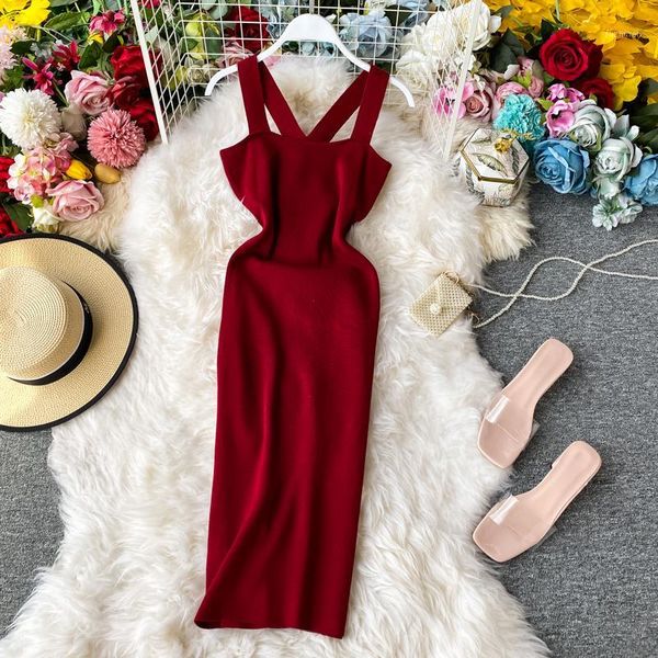 new 2020 summer dress women nightclub knitted knee length bandage sleeveless strap dress1, Black
new 2020 summer dress women nightclub knitted knee length bandage sleeveless strap dress1, Black