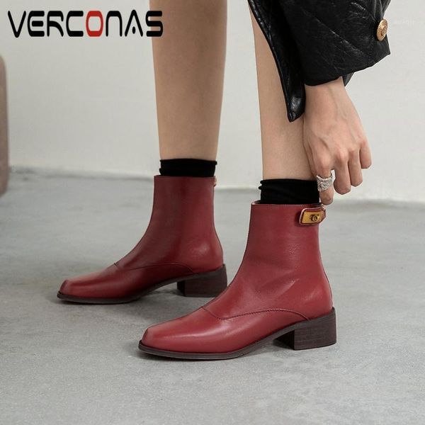 verconas concise women ankle boots genuine leather thick heels shoes woman new metal decoration back zipper office casual boots1, Black
verconas concise women ankle boots genuine leather thick heels shoes woman new metal decoration back zipper office casual boots1, Black