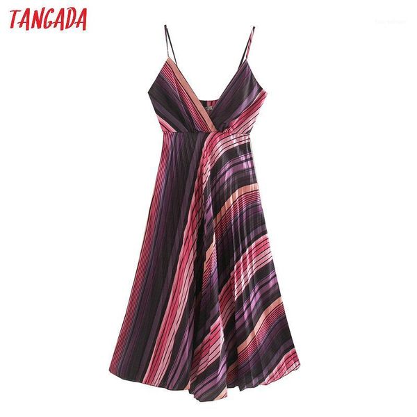 casual dresses tangada fashion women stripe print summer dress v neck sleeveless ladies vintage chiffon vestidos xn4491, Black;gray 
casual dresses tangada fashion women stripe print summer dress v neck sleeveless ladies vintage chiffon vestidos xn4491, Black;gray
