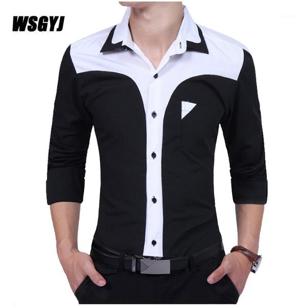 men's clothing camisa masculina 2020 spring men's long-sleeved shirt camisas business patchwork slim shirt plus size xxxl1, White;black
men's clothing camisa masculina 2020 spring men's long-sleeved shirt camisas business patchwork slim shirt plus size xxxl1, White;black