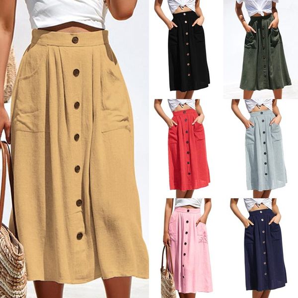 womens midi knee length button high waist skirt female pleated skirt with pocket, Black
womens midi knee length button high waist skirt female pleated skirt with pocket, Black