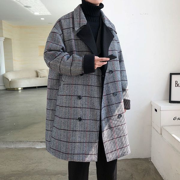 2021 new winter listing men's long woolen jacket extra loose knee trellice grey peacoat frete hwv2, Black
2021 new winter listing men's long woolen jacket extra loose knee trellice grey peacoat frete hwv2, Black