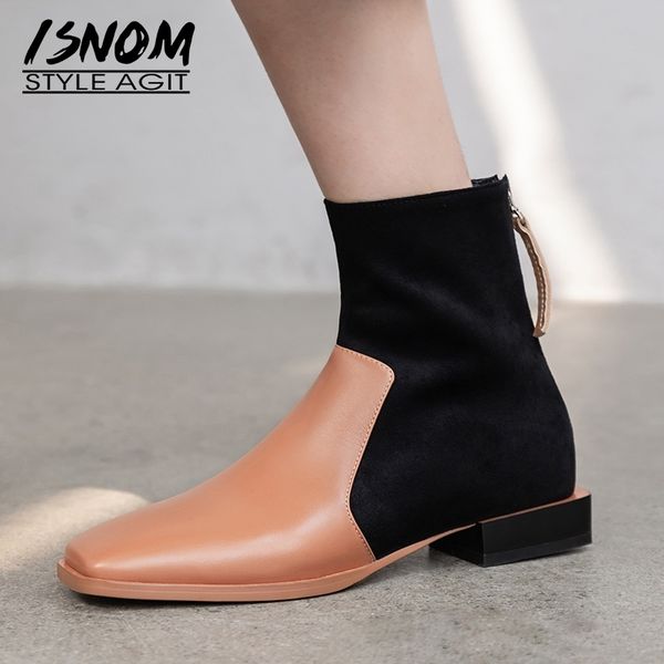 isnom cow leather boots women low heels ankle boots woman zip shoes female square toe shoes ladies casual shoes winter new t200425, Black
isnom cow leather boots women low heels ankle boots woman zip shoes female square toe shoes ladies casual shoes winter new t200425, Black
