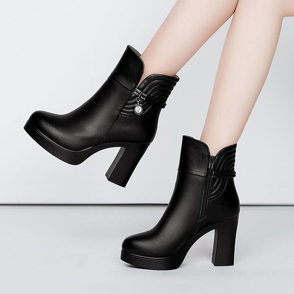 boots block heel platform shoes women ankle 2021 fall winter plush high heels ladies warm booties 41 42 43, Black
boots block heel platform shoes women ankle 2021 fall winter plush high heels ladies warm booties 41 42 43, Black