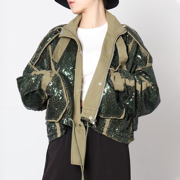 new patchwork pockets sequins zipper jacket women 2021 autumn casual fashion new style temperament all match women clothes, Black;brown
new patchwork pockets sequins zipper jacket women 2021 autumn casual fashion new style temperament all match women clothes, Black;brown