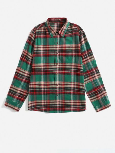 men 1pc tartan print shirt e9yf#, White;black 
men 1pc tartan print shirt e9yf#, White;black