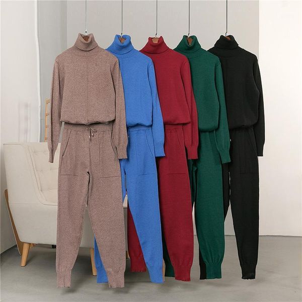 2020 autumn women's woolen knitted 2 pieces suit high collar sweater with pants loose stylish set woman knitted tracksuit1, Black;blue
2020 autumn women's woolen knitted 2 pieces suit high collar sweater with pants loose stylish set woman knitted tracksuit1, Black;blue