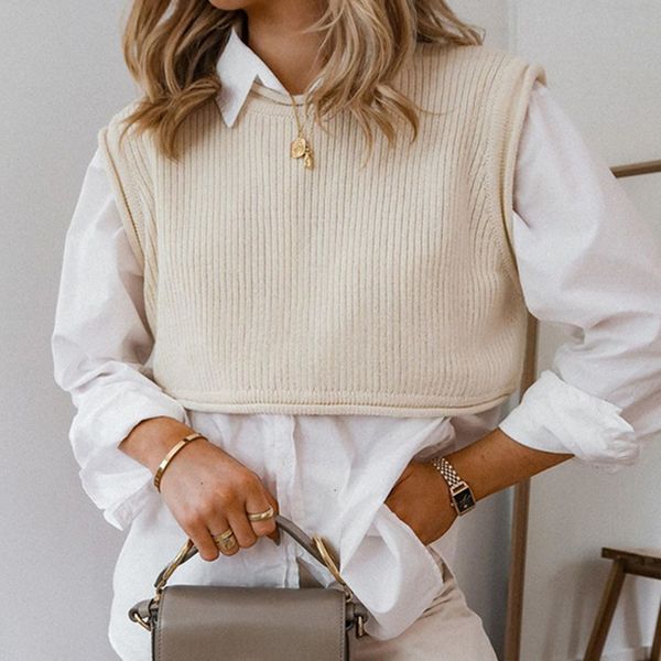 2021 new casual women's knitted sweater vest loose round neck sleeveless pullover solid color high street fashion crop e6yt, White;black
2021 new casual women's knitted sweater vest loose round neck sleeveless pullover solid color high street fashion crop e6yt, White;black