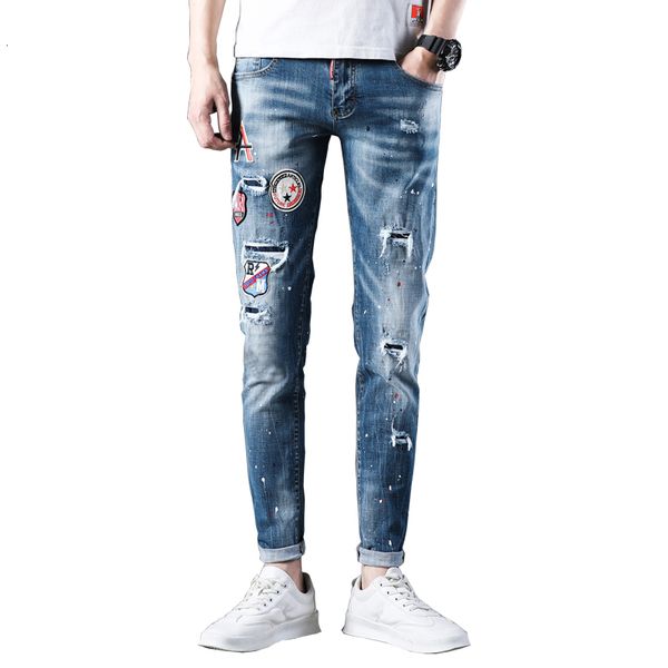 2021 breeze jeans ripped for man's new elastic thin pants embroidered blue hip painting summer spring bdmj
2021 breeze jeans ripped for man's new elastic thin pants embroidered blue hip painting summer spring bdmj