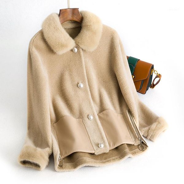 women's fur & faux collar wool jacket autumn winter coat women clothes 2021 real korean vintage sheep shearling zt34961, Black
women's fur & faux collar wool jacket autumn winter coat women clothes 2021 real korean vintage sheep shearling zt34961, Black