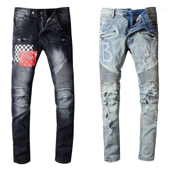 original mens pants stylist jeans distressed ripped biker women slim fit motorcycle biker denim jeans hip hop size 29-401, Blue 
original mens pants stylist jeans distressed ripped biker women slim fit motorcycle biker denim jeans hip hop size 29-401, Blue