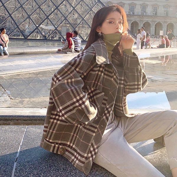 plus size korean jacket 2019 autumn winter gray thick woolen coat women casual loose lapel striped plaid long sleeve coats 1, Black
plus size korean jacket 2019 autumn winter gray thick woolen coat women casual loose lapel striped plaid long sleeve coats 1, Black