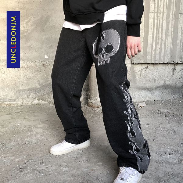 uncledonjm flame skull embroidered men's vintage men streetwear women hip hop mens loose jeans ut-8373 q0105, Black;white
uncledonjm flame skull embroidered men's vintage men streetwear women hip hop mens loose jeans ut-8373 q0105, Black;white