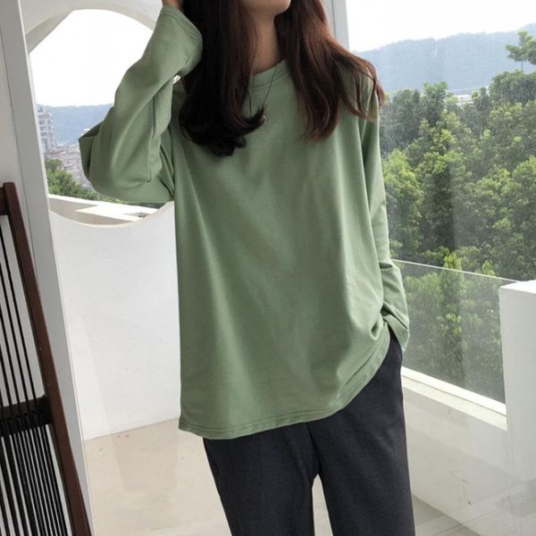 autumn korean version of the new loose and versatile student clothes solid color long-sleeved t-shirt women's top, White
autumn korean version of the new loose and versatile student clothes solid color long-sleeved t-shirt women's top, White