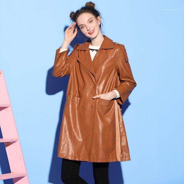 women's leather & faux great quality double breasted pu jackets female locomotive long washed with belt f1558 whoklesale1, Black
women's leather & faux great quality double breasted pu jackets female locomotive long washed with belt f1558 whoklesale1, Black