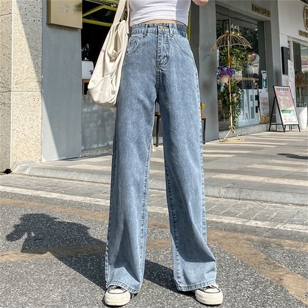 women's high waist jeans leisure wide leg pants fashion vintage straight denim pants autumn female 201223, Blue
women's high waist jeans leisure wide leg pants fashion vintage straight denim pants autumn female 201223, Blue