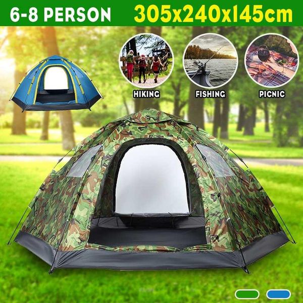 6-8 Person Backpacking Tent Auto Setup Outdoor Camping 4 Season Tent Home Double Layer Waterproof Hiking Trekking Hexagon