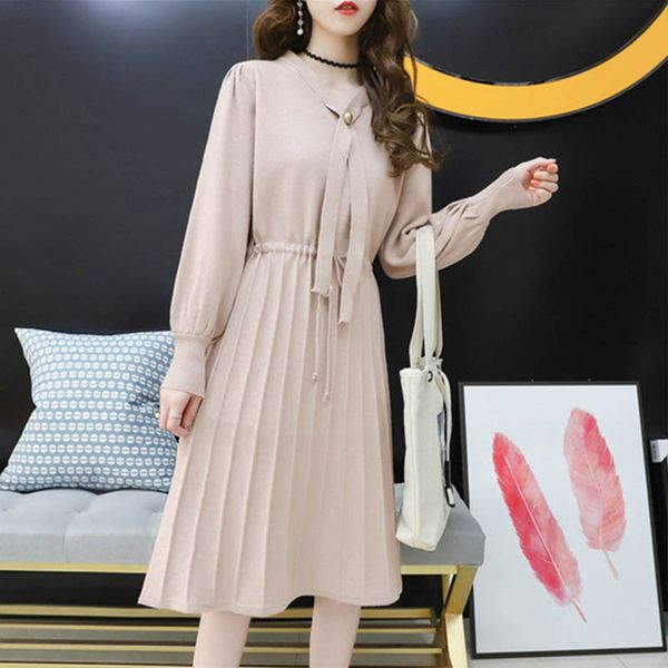 knitwear bow bubble sleeves 2021 autumn and winter new sweet sweater women's long pleated pullover dress, Black;gray
knitwear bow bubble sleeves 2021 autumn and winter new sweet sweater women's long pleated pullover dress, Black;gray