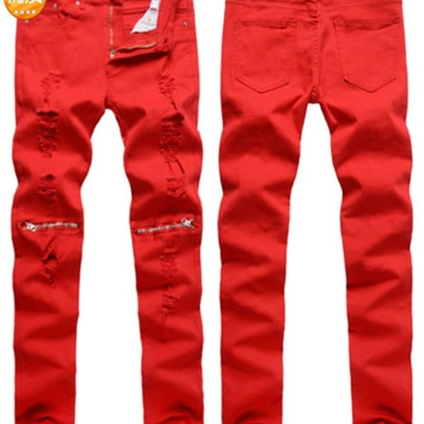 high street fashion ale knee zipper men's jeans destroyed ragged hole male club denim fabric stretch trousers 6 colors, Blue
high street fashion ale knee zipper men's jeans destroyed ragged hole male club denim fabric stretch trousers 6 colors, Blue