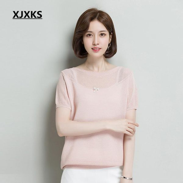 xjxks women's summer knitting short-sleeved t-shirt 2019 new comfortable linen t-shirt women's, White
xjxks women's summer knitting short-sleeved t-shirt 2019 new comfortable linen t-shirt women's, White